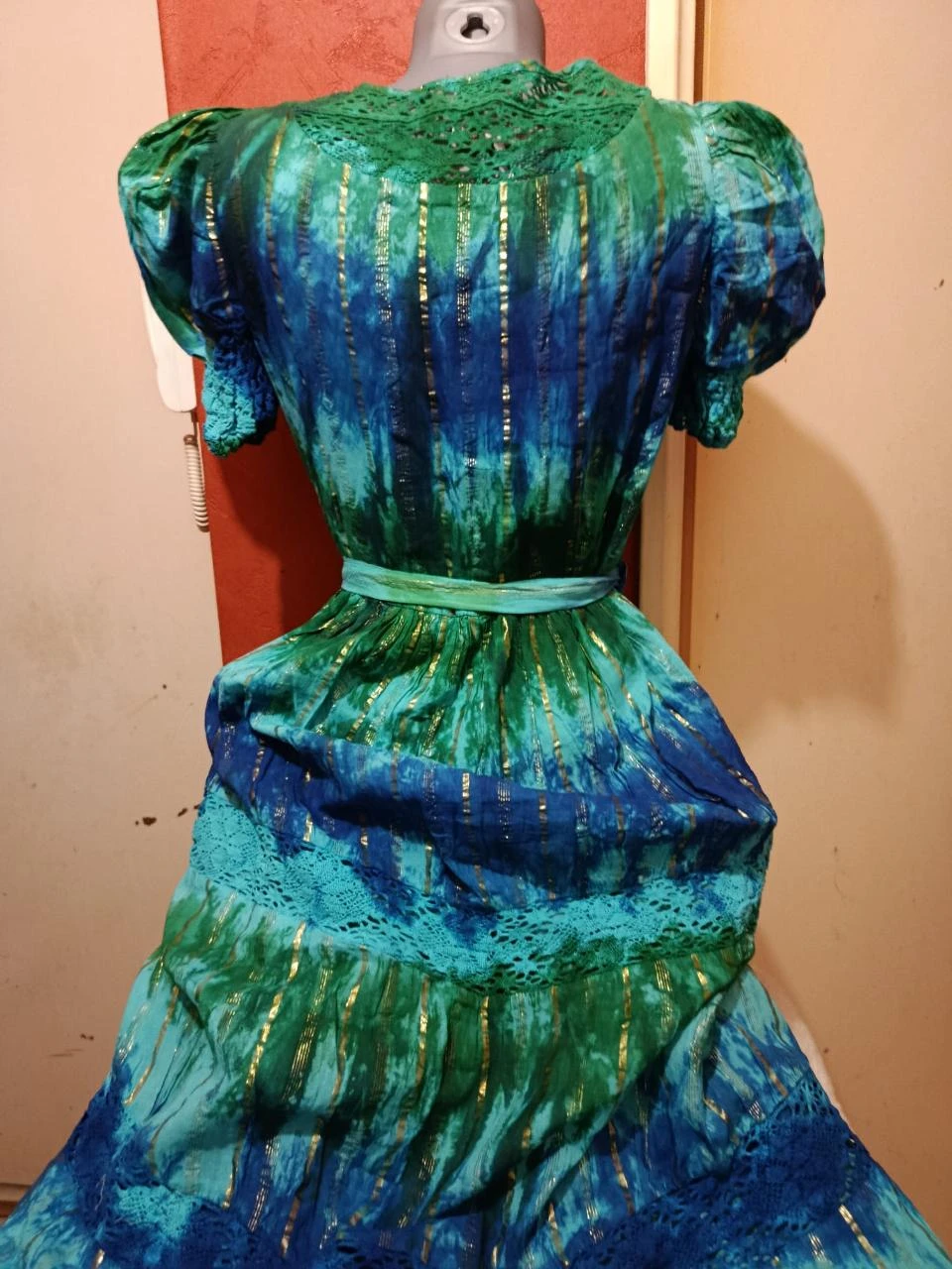 vestido longo NJ Couture - Inspiração sari indiano Bollywood - P/M – photo 5